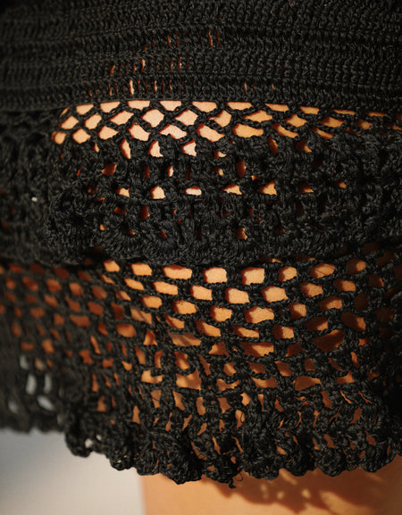 BLACK PEARL CROCHET SKIRT - almaMia swimwear