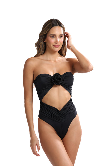 BLACK PEARL ROSE ONE PIECE - almaMia swimwear