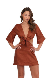 BRONZED LINEN DRESS almaMia USA