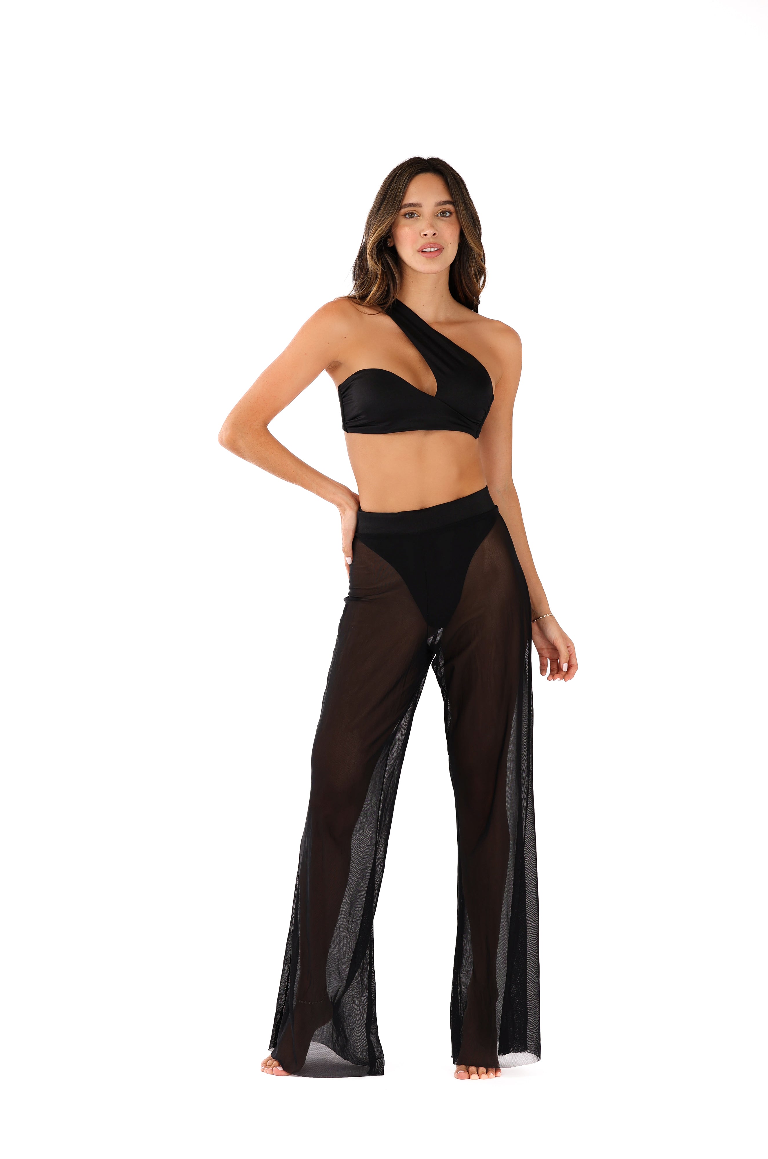 GLOSSY BLACK SAND PANTS AlmaMía Store